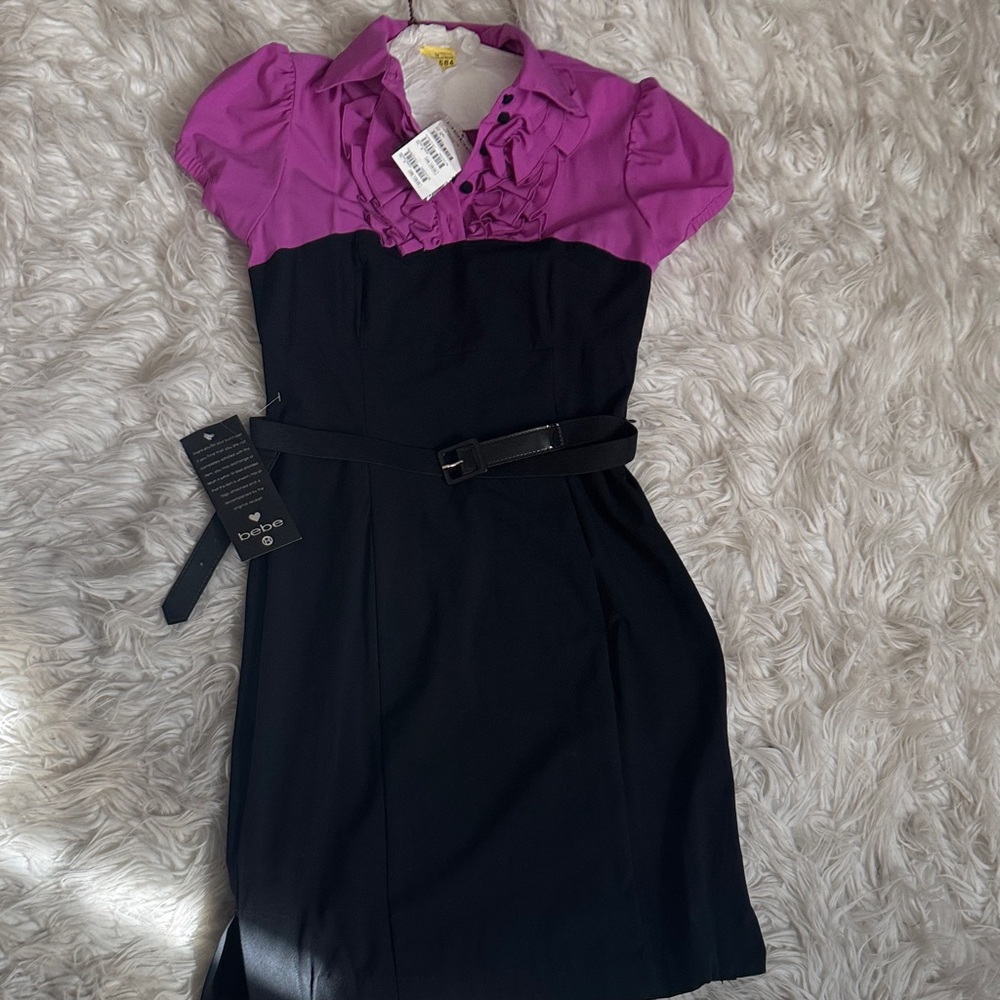 Bebe NWT never worn fushia and Black Belted Tuxedo dress
